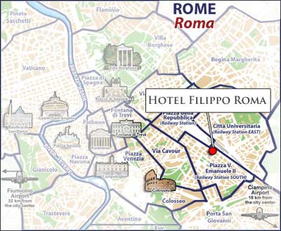 Hotels Rome, Stadplan